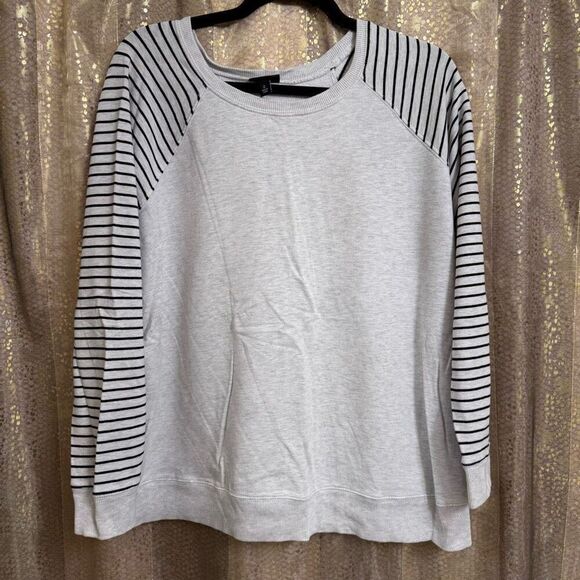 Torrid Heather Gray Black Striped Raglan Sleeve Pullover Sweater 2XL - Picture 1 of 6